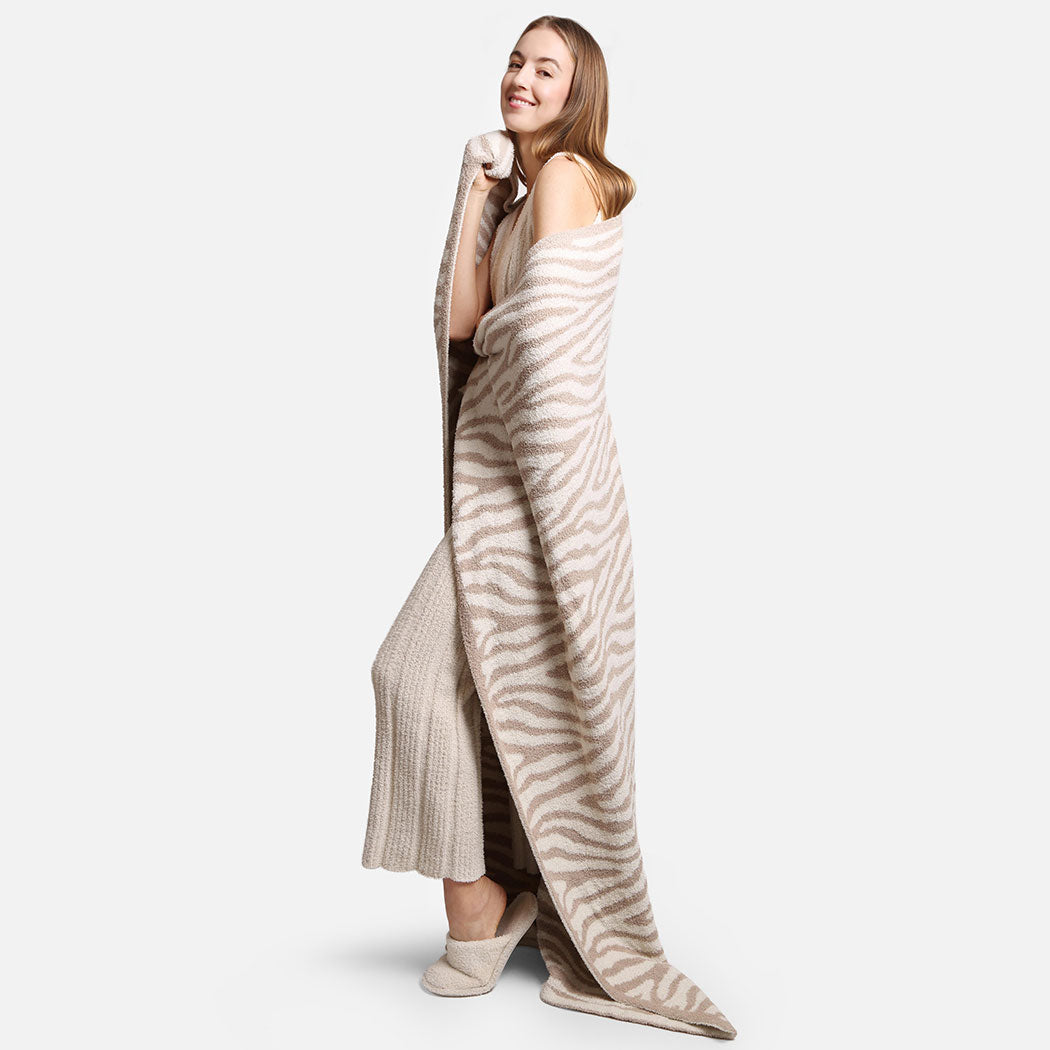 Zebra Throw Blanket - Beige