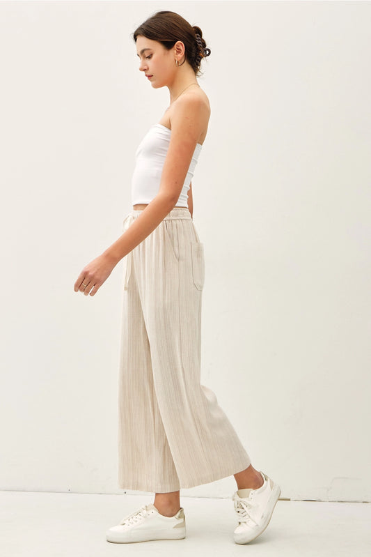 Linen Blend Wide Leg Pants