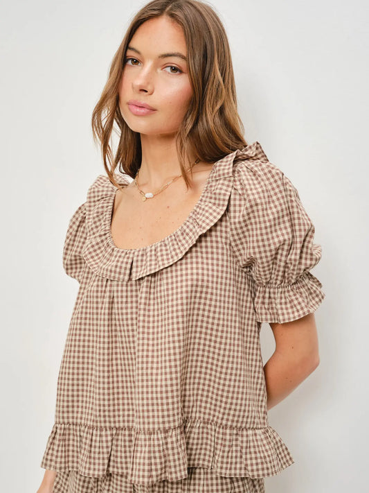 Kora Frill Gingham Top