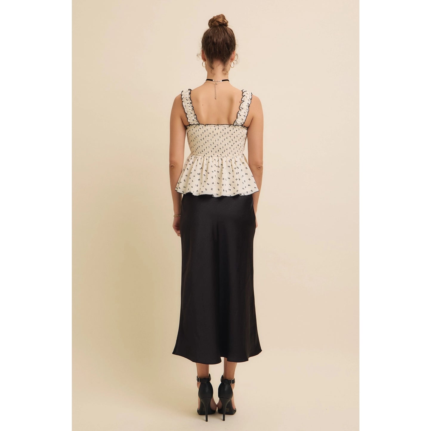 Bow Printed Smocked Top
