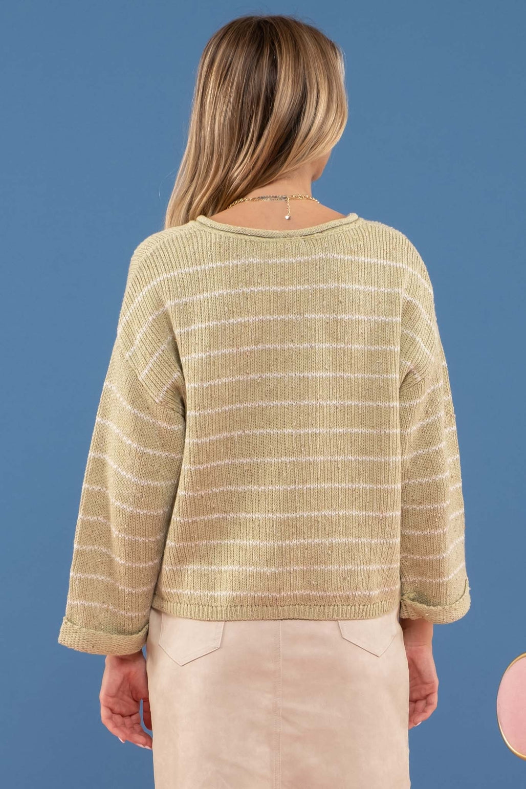 Striped Split Neck Sweater