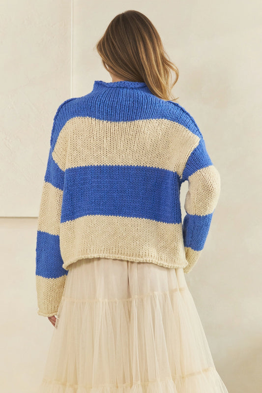 Rollneck Knit Stripe Sweater
