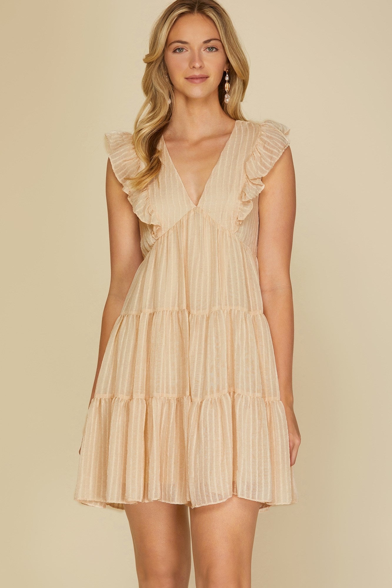 Woven Textured Sleeveless Dress