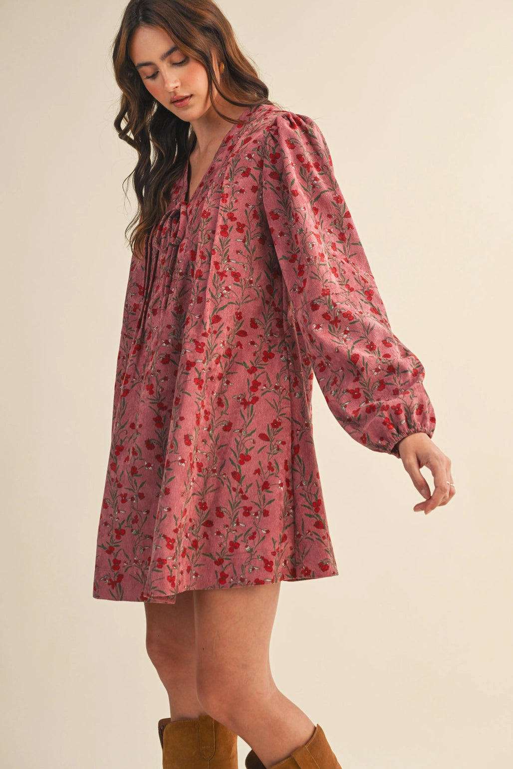 Floral Corduroy Dress