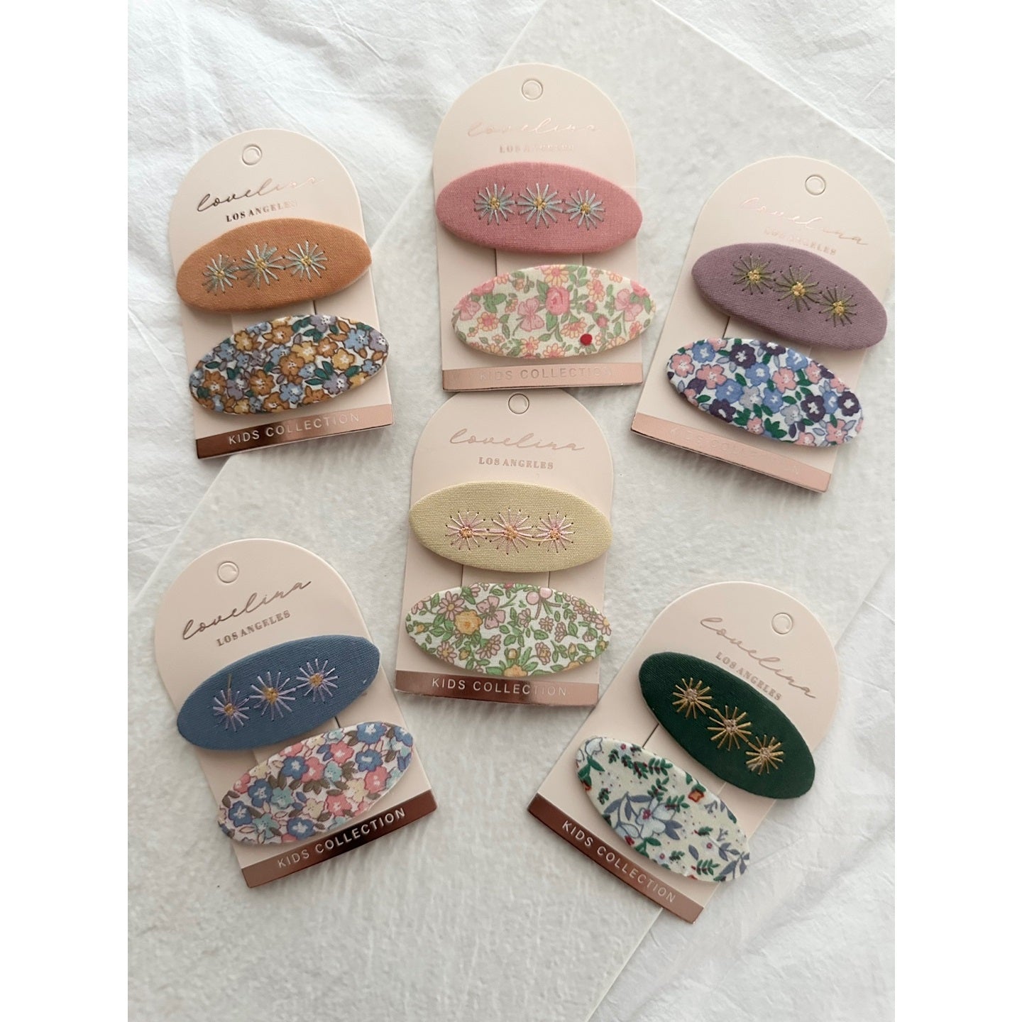 Embroidered Flower Hair Clips