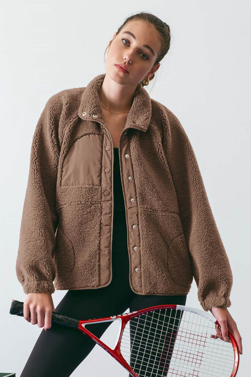 Button Fleece Jacket - Mocha