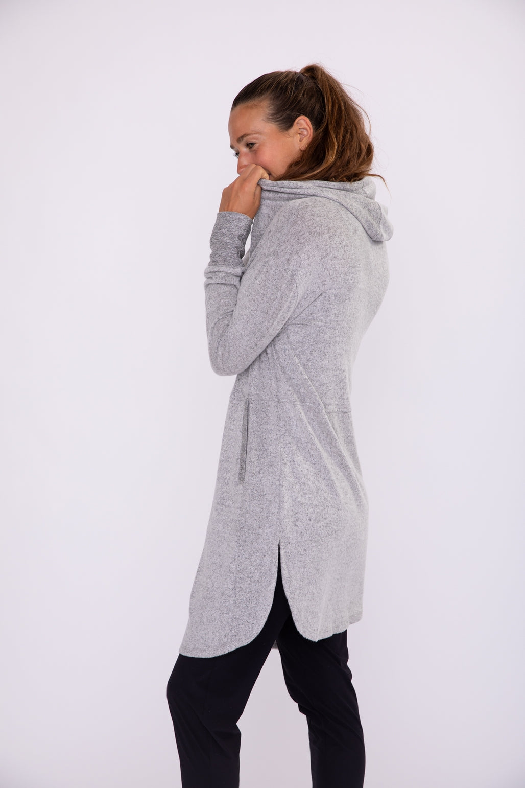 Open Front Hooded Cardigan