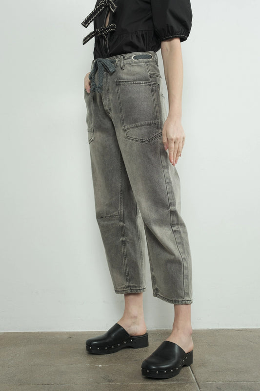 Barrel Denim Tie Pants