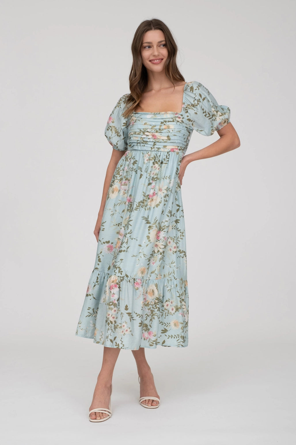 Floral Pleated Midi Dress