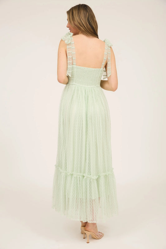 Polka Dot Chiffon Maxi Dress