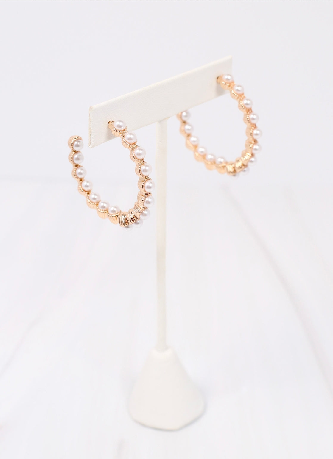 Pearl Lined Hoop Earrings