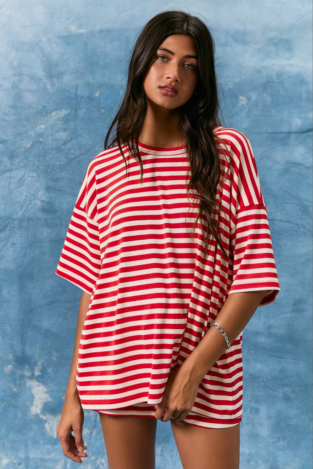 Red Striped Boyfriend Tee