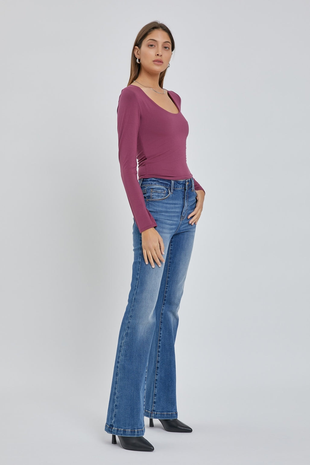 Basic Long Sleeve Top - Plum