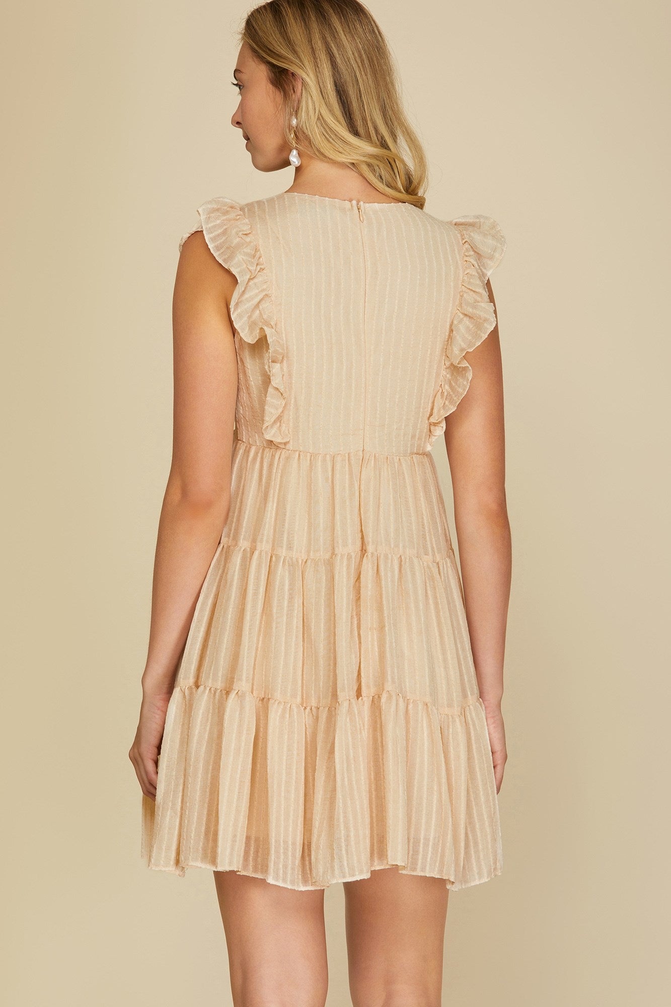 Woven Textured Sleeveless Dress