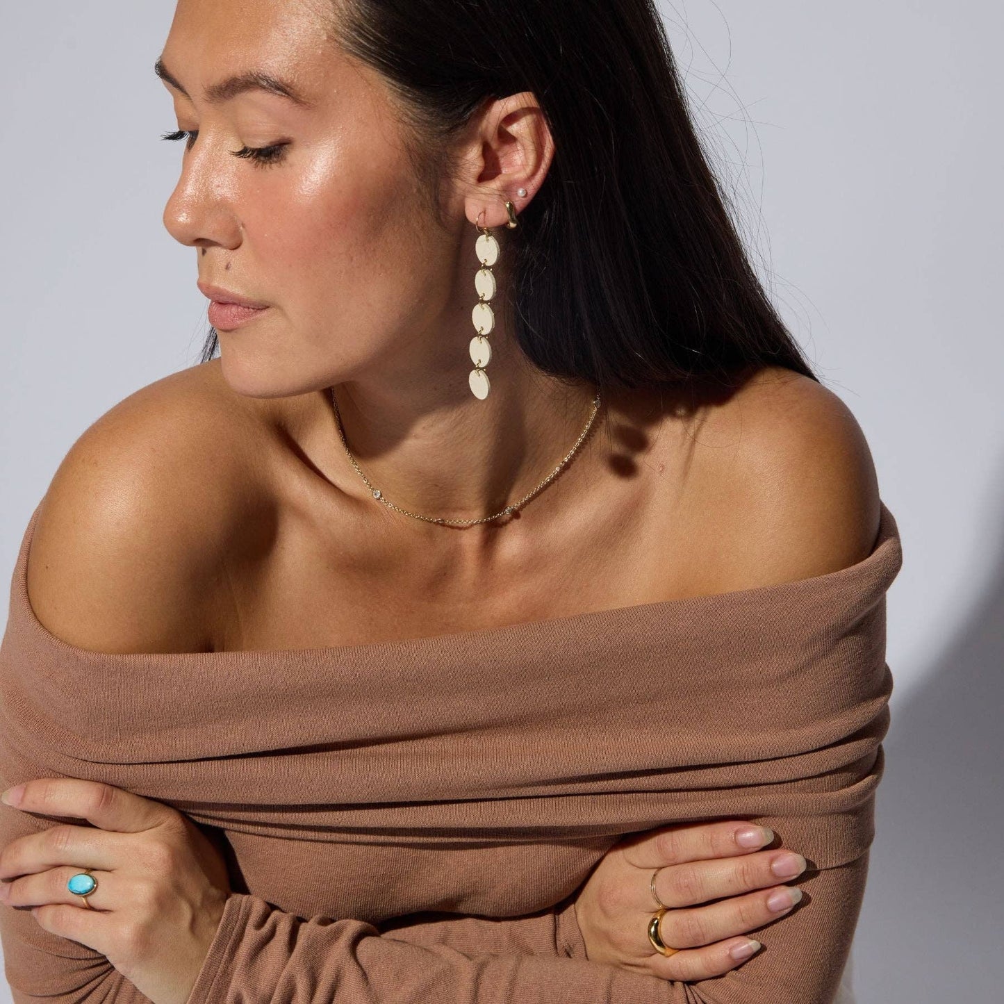 Gold CZ Delicate Saturn Chain Necklace