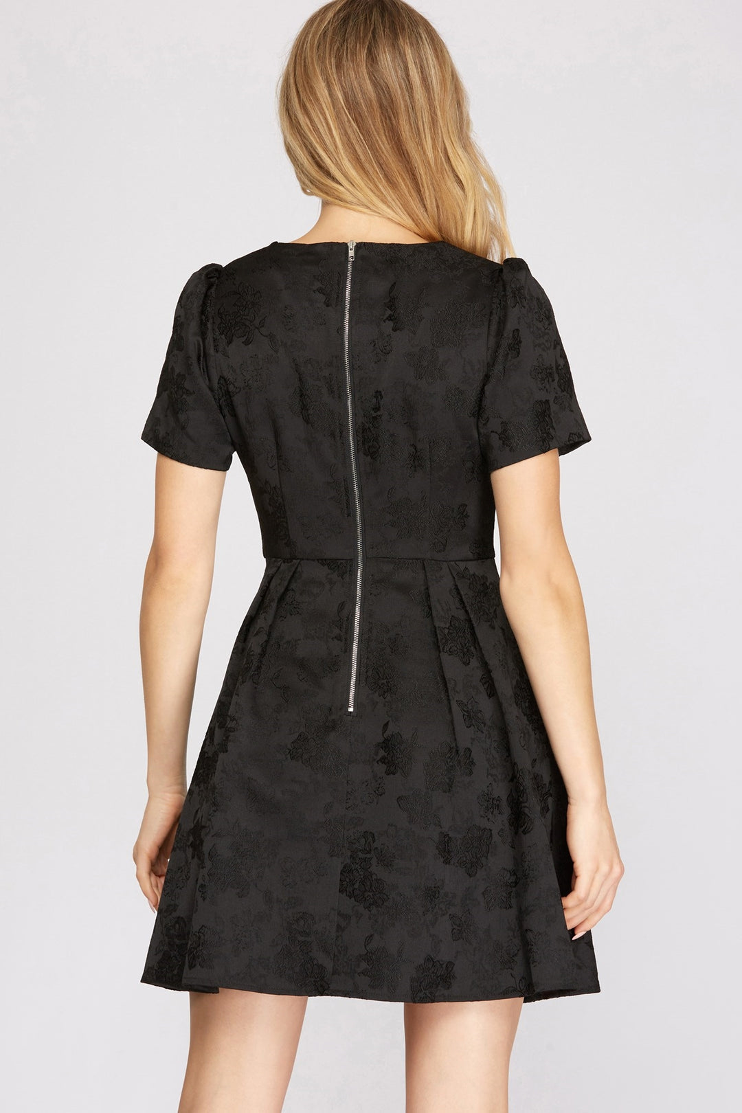 Black Jacquard Mini Dress