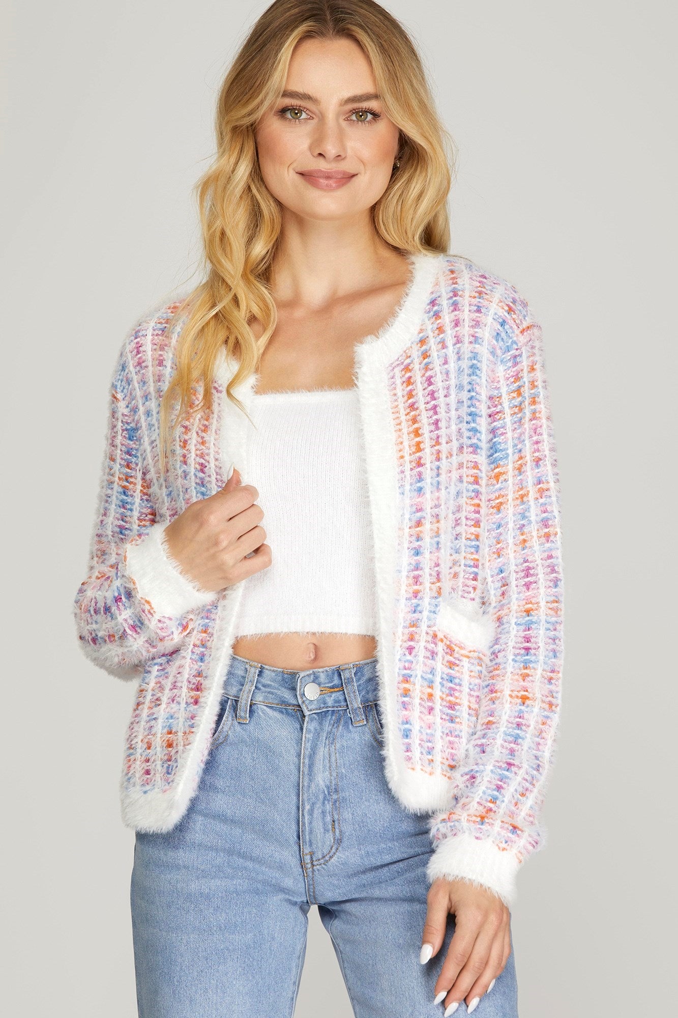 Multi Color Tweed Cardigan