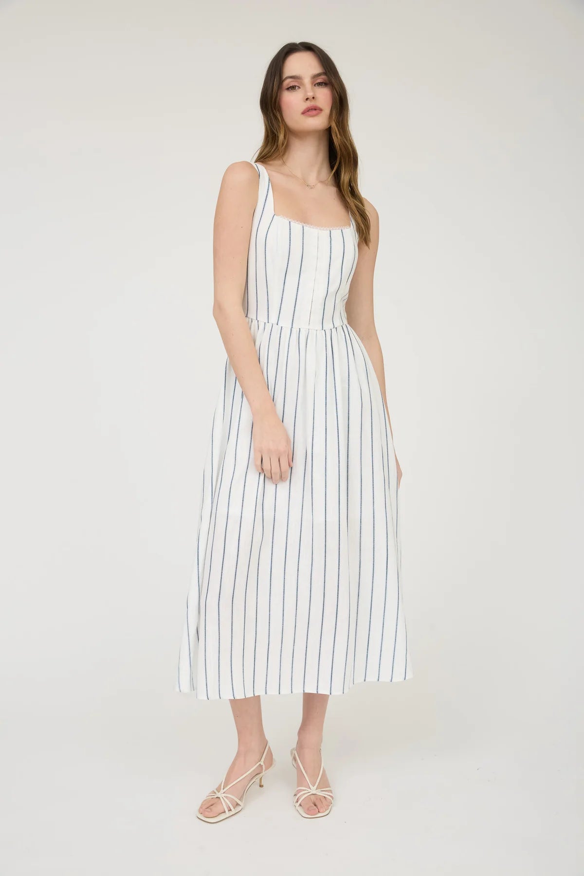 Striped Lace Trim Dress