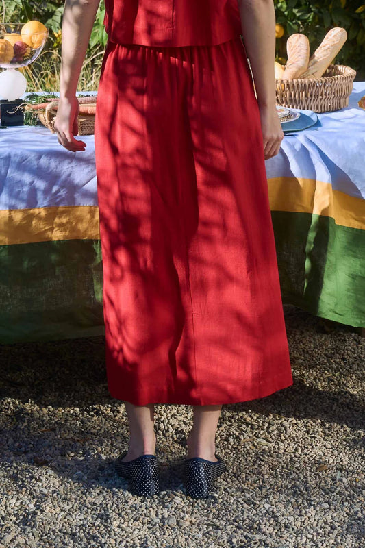 Button Front Linen Skirt