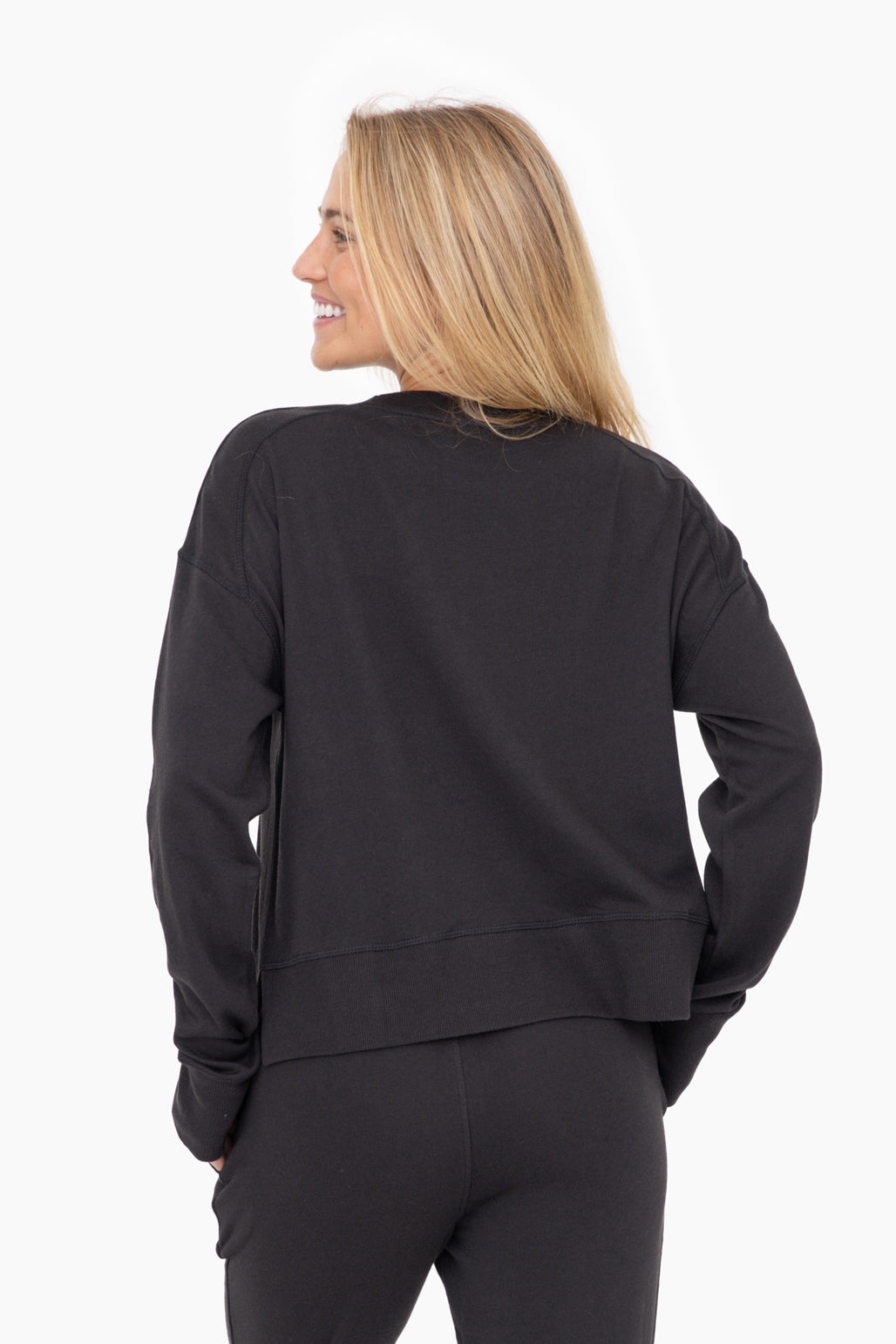 Organic Cotton Blend Crew Neck - Black