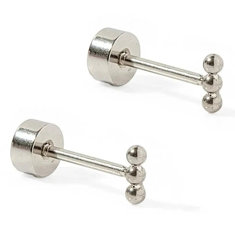 Screwback Stud Earrings - Micro Tally Silver