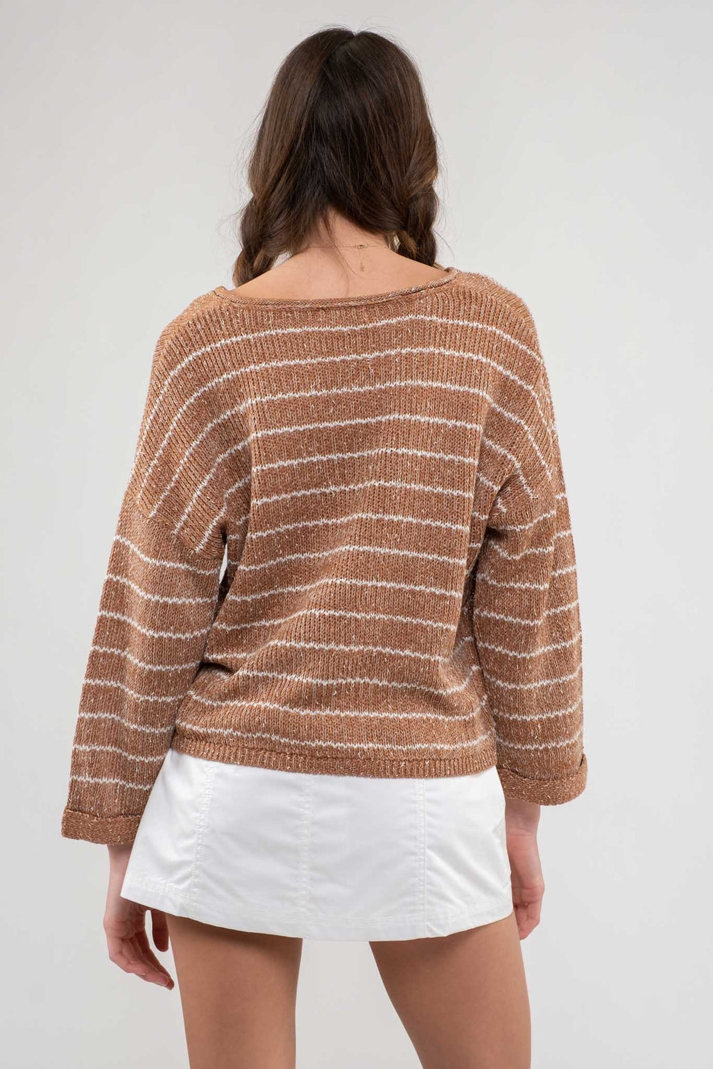 Striped Drop Shoulder Knit Sweater
