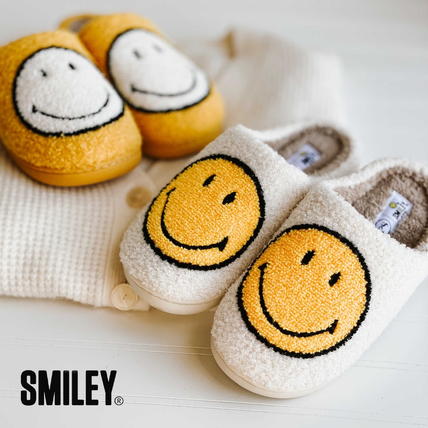Smiley Slippers - White