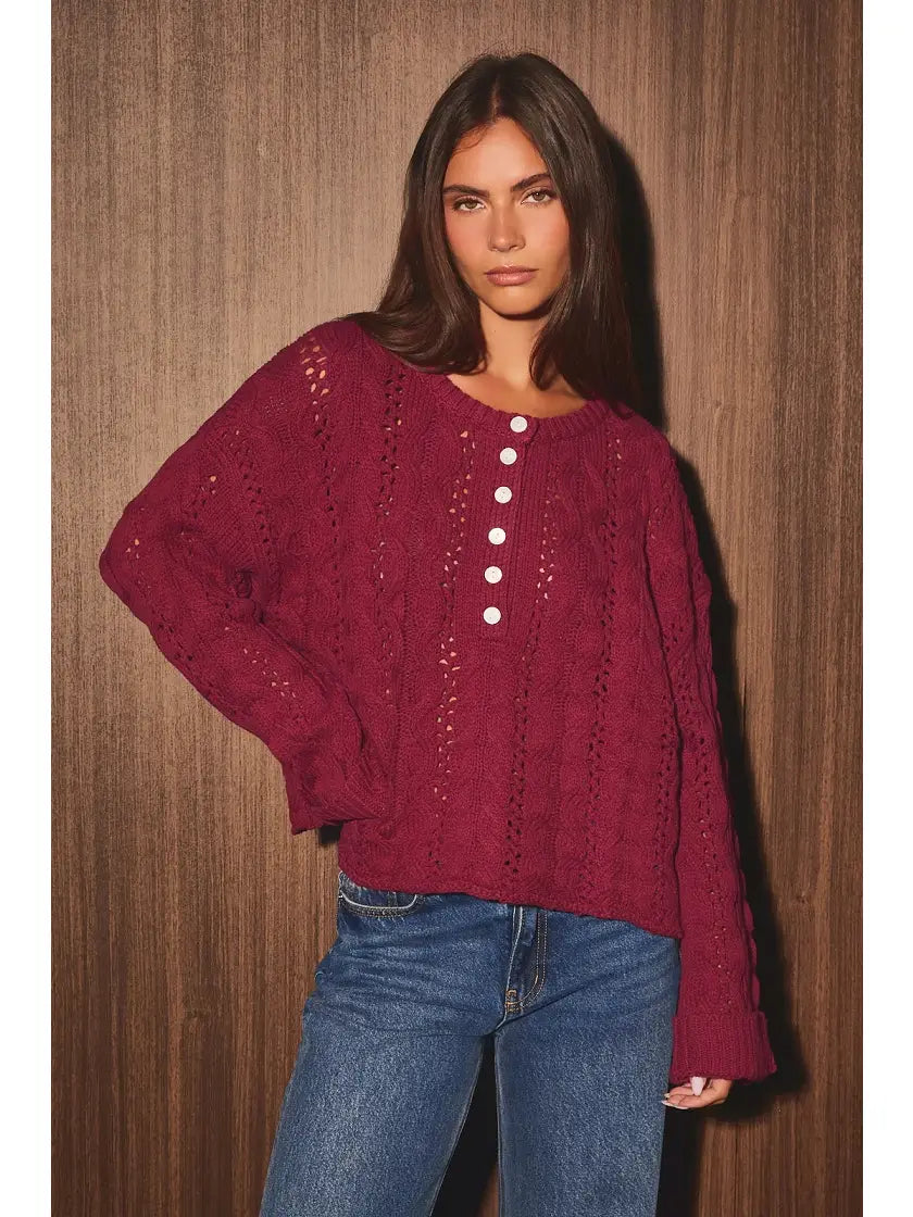 Harvest Henley Knit Sweater