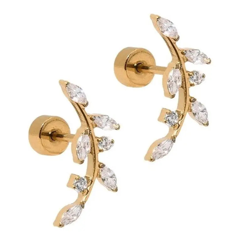 Screwback Stud Earrings - Climber Gold