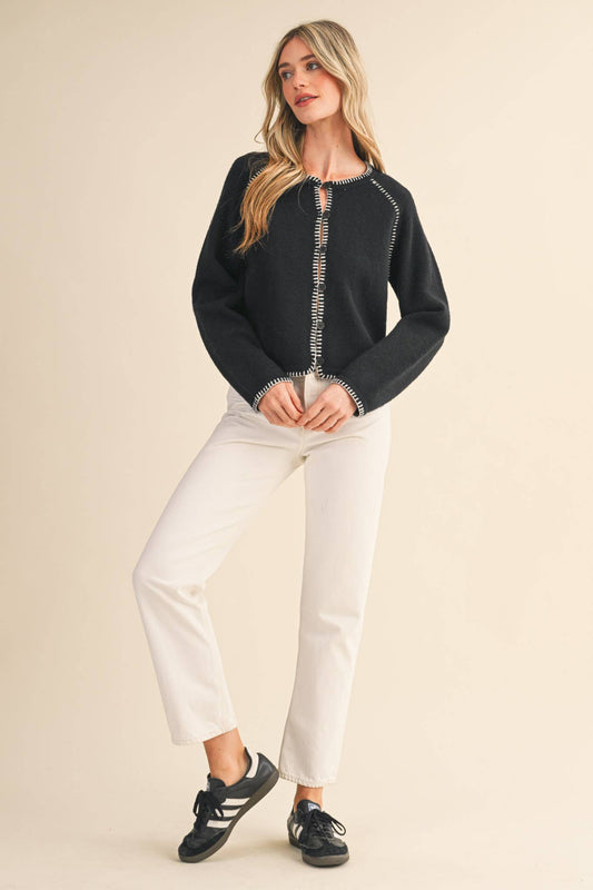 Contrast Stitch Cardigan