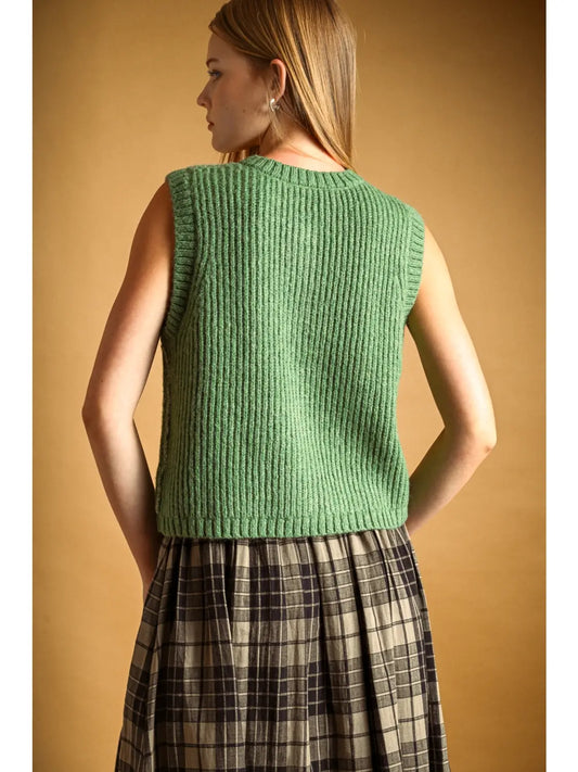 Evergreen Knit Button Vest