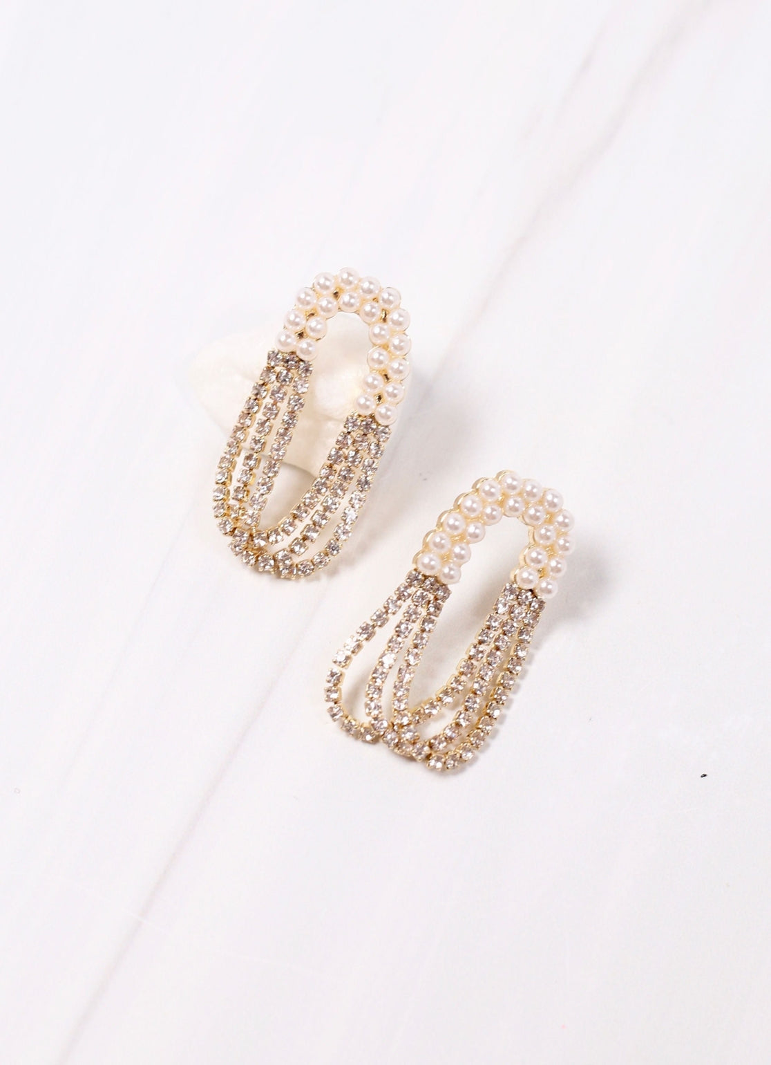 Pearl and Chain Drop Earrings