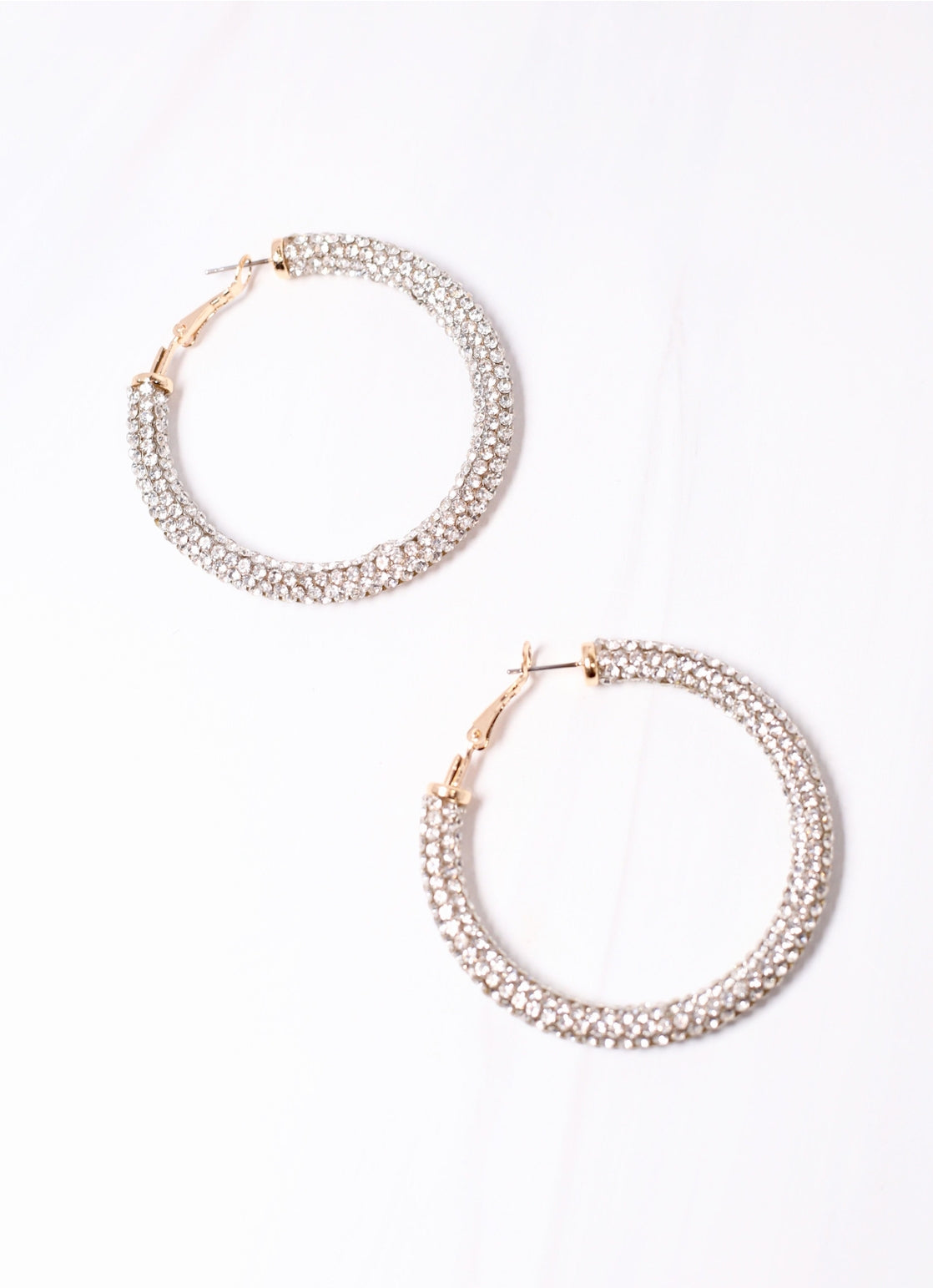 Rhinestone Hoop Earrings - Clear
