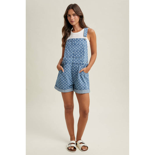 Polka Dot Denim Overalls