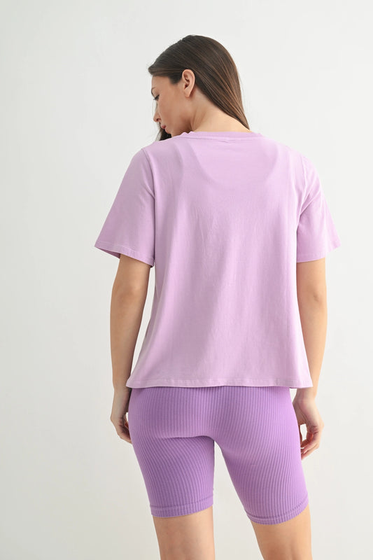 Basic V-Neck Top - Lavender