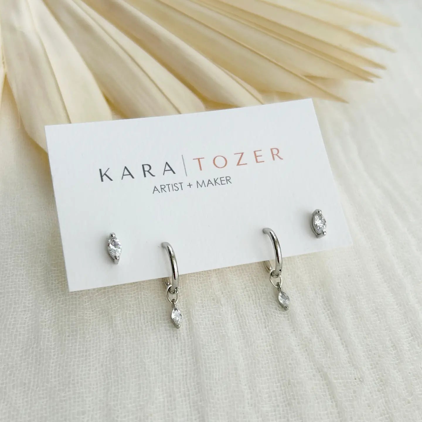 Silver Marquise Hoop Stacking Set #4