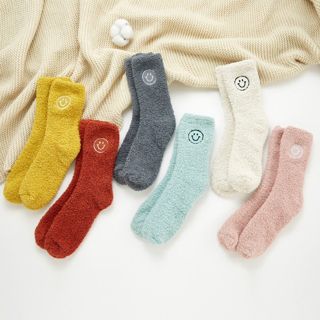 Soft Smiley Face Crew Socks