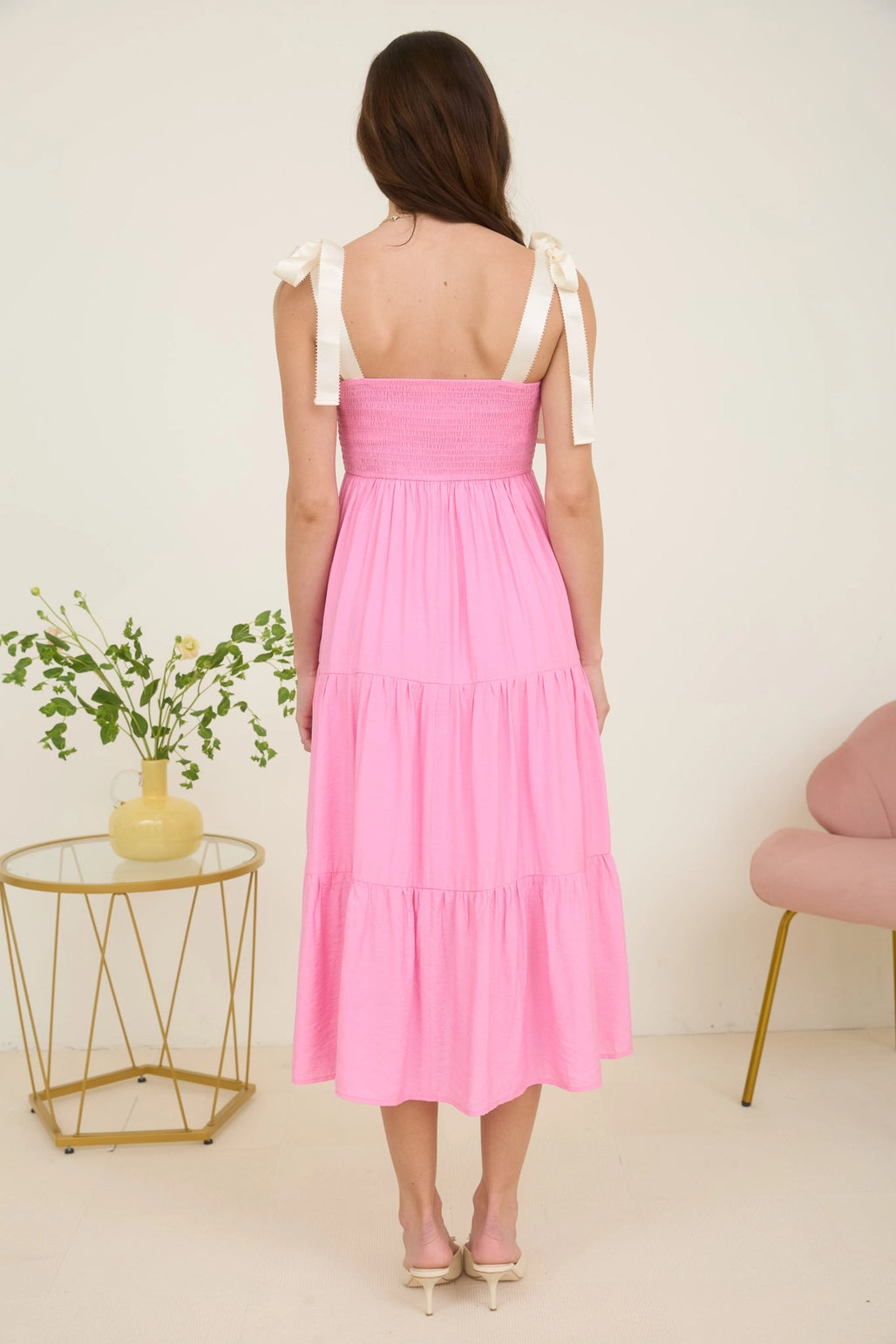 Embroidered Ribbon Tie Dress