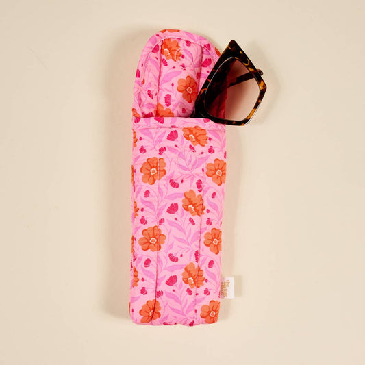 Puffy Sunglasses Case I Poppin' Petals Hot Pink