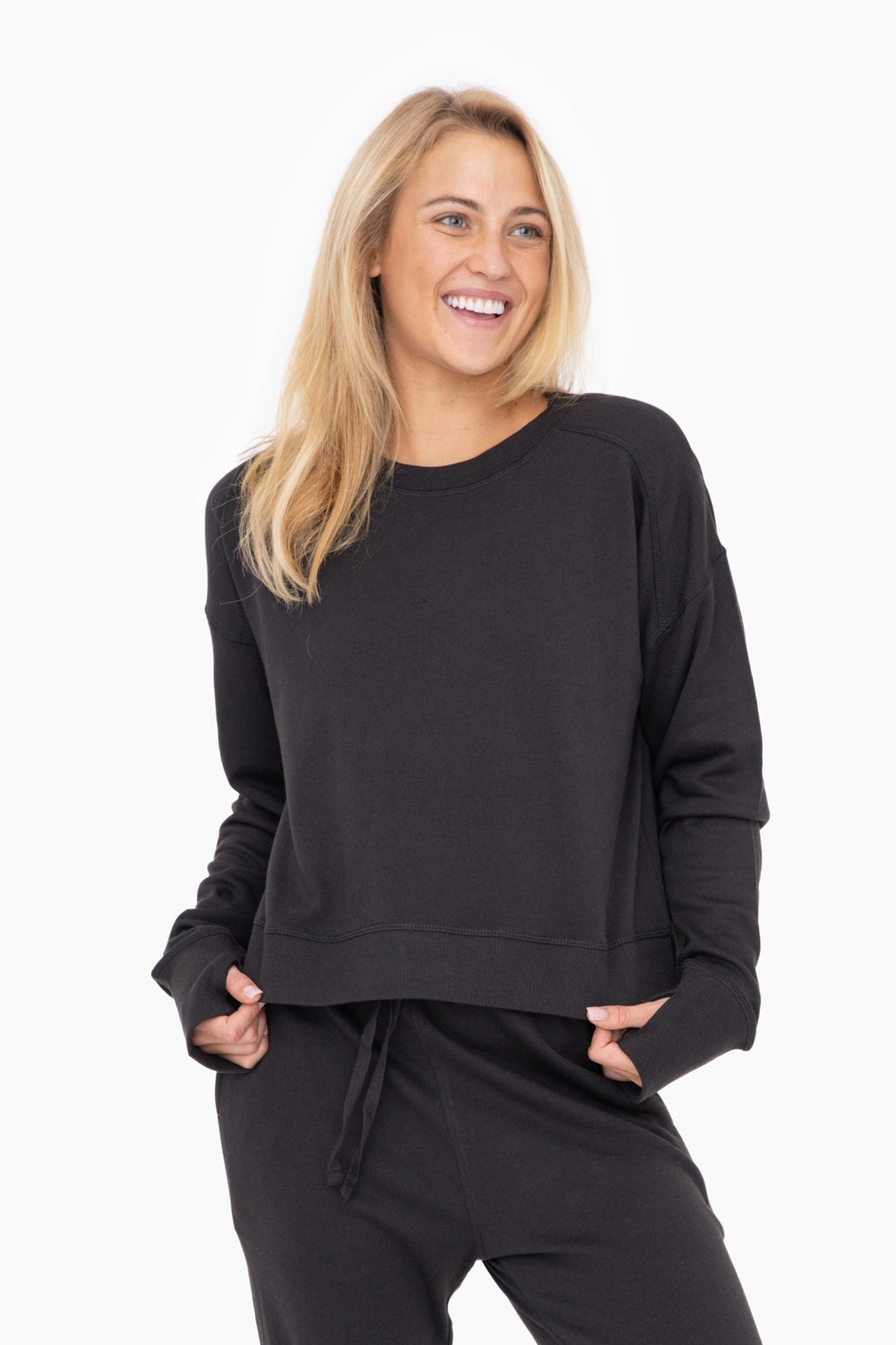 Organic Cotton Blend Crew Neck - Black