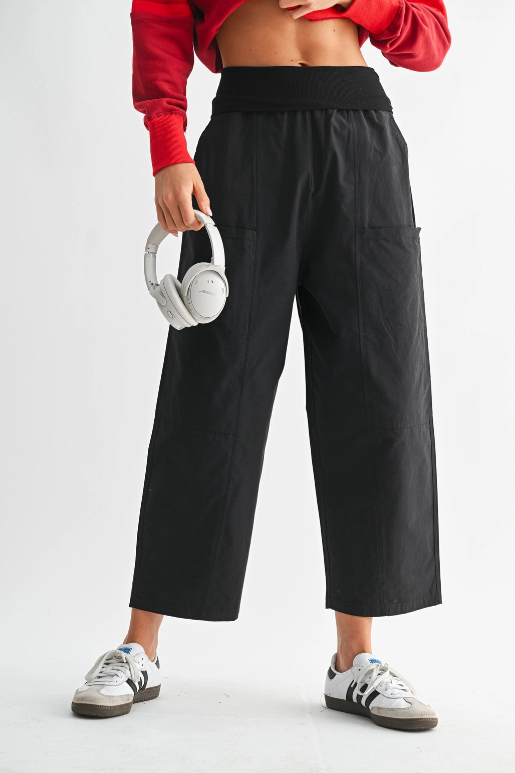 Black Wide Leg Cropped Pants