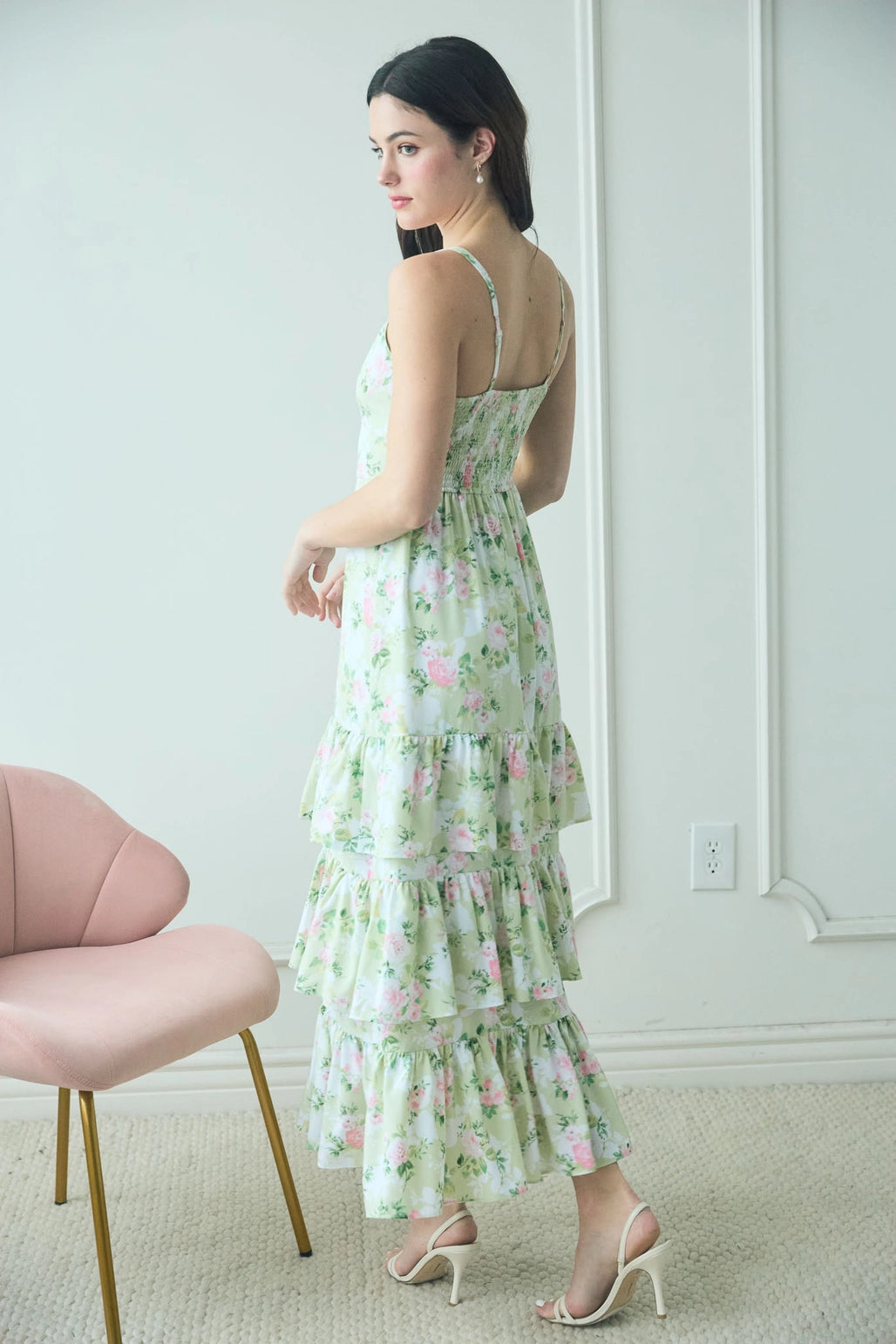Floral Ruffle Tiered Midi Dress
