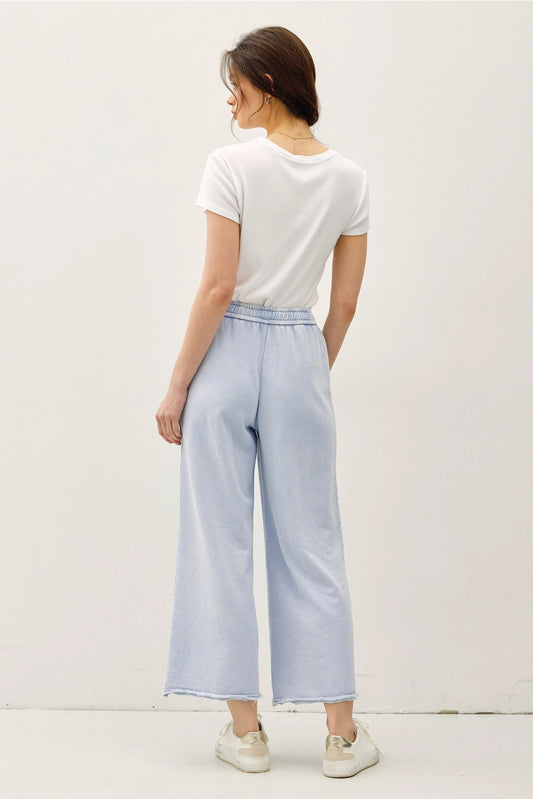 Garment-Dye Wide Leg Crop Pants