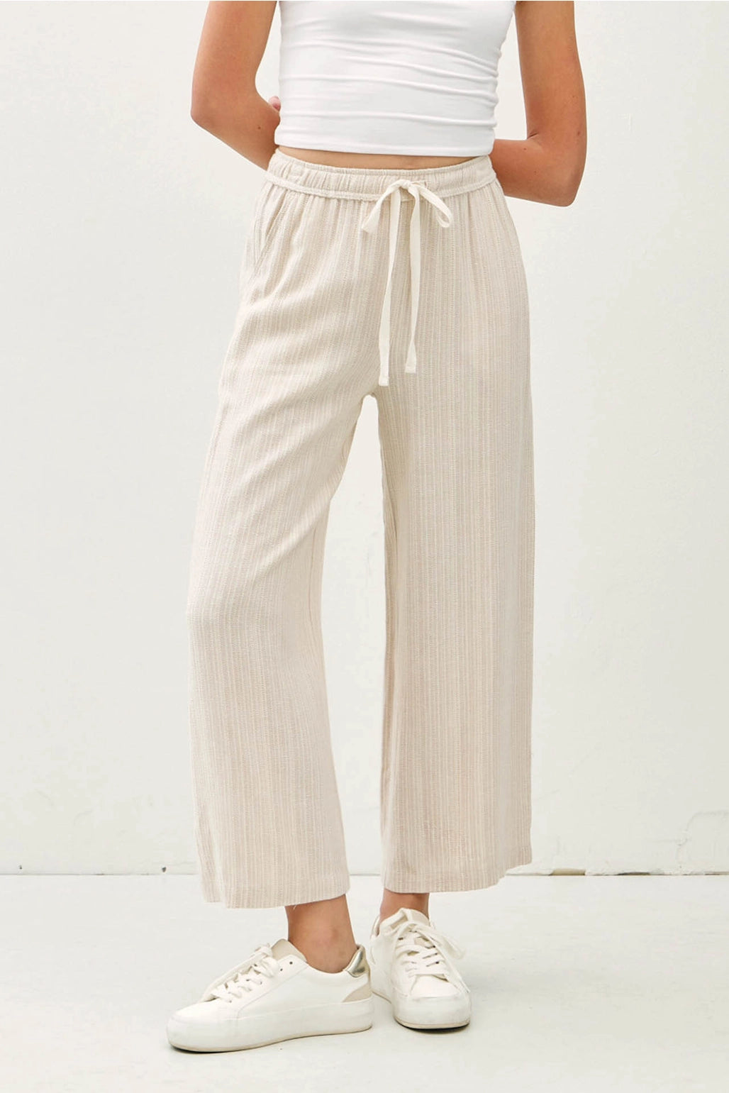 Linen Blend Wide Leg Pants