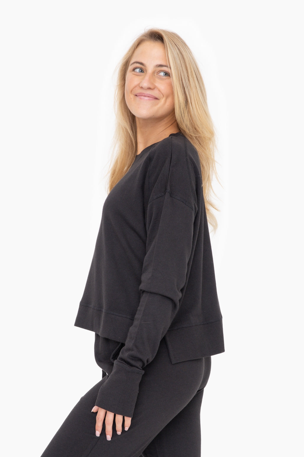 Organic Cotton Blend Crew Neck - Black