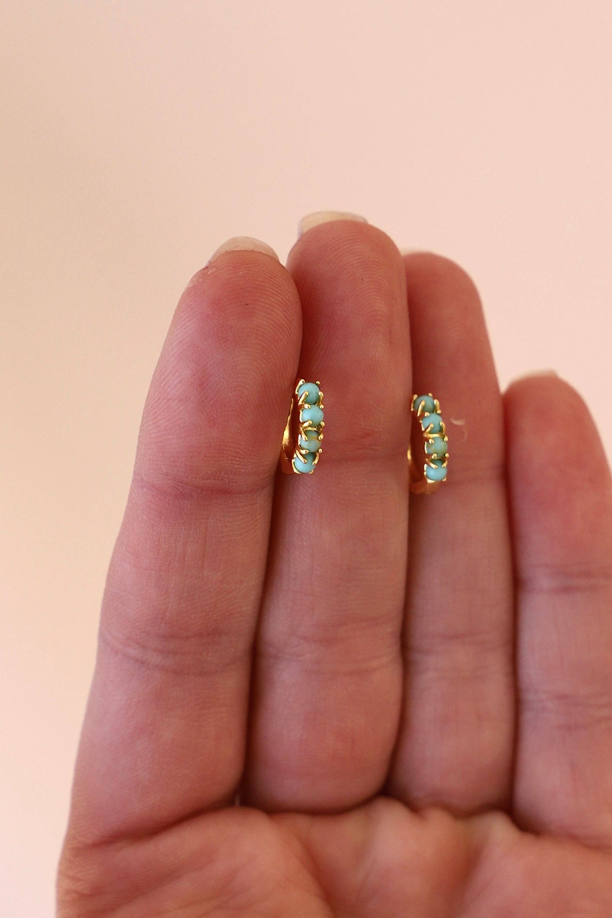 Mini Gold Turquoise Hoops