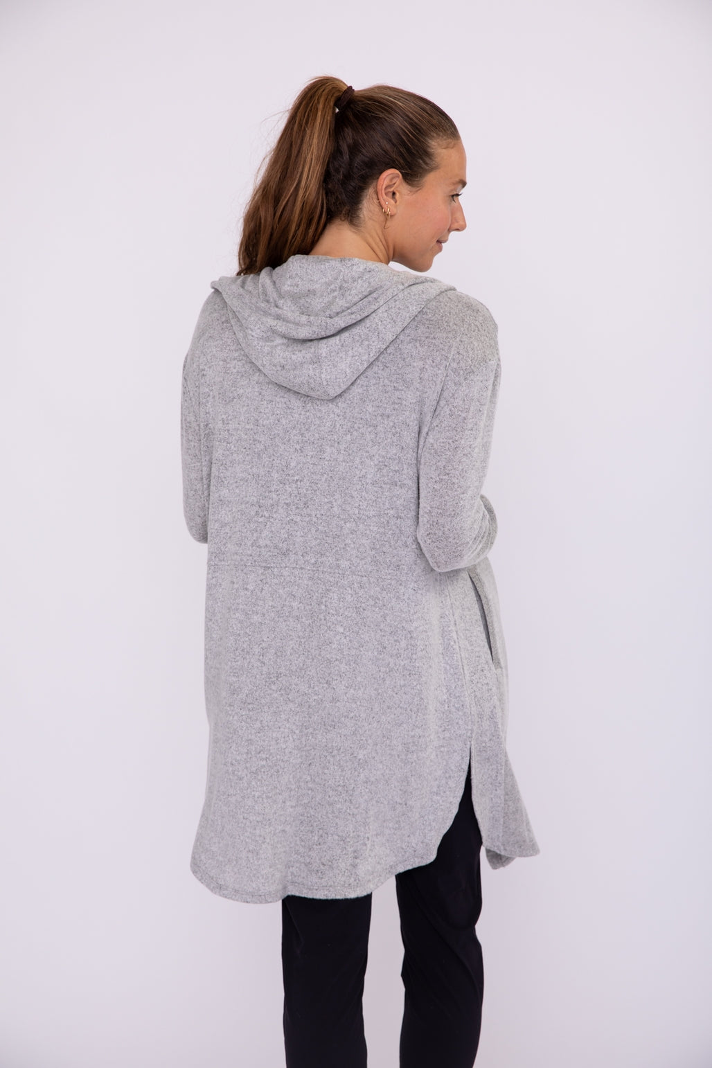 Open Front Hooded Cardigan