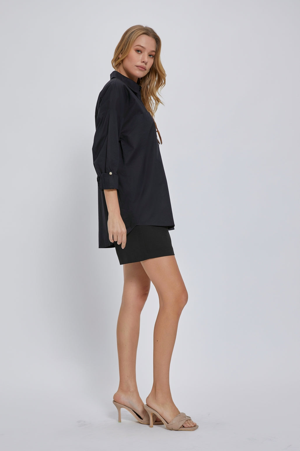 Oversized Poplin Shirt - Black