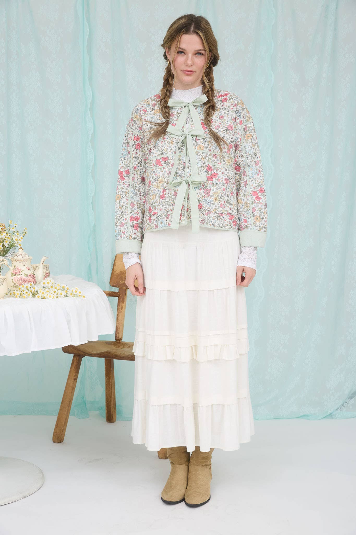 The Bloom Tie-Front Quilted Jacket