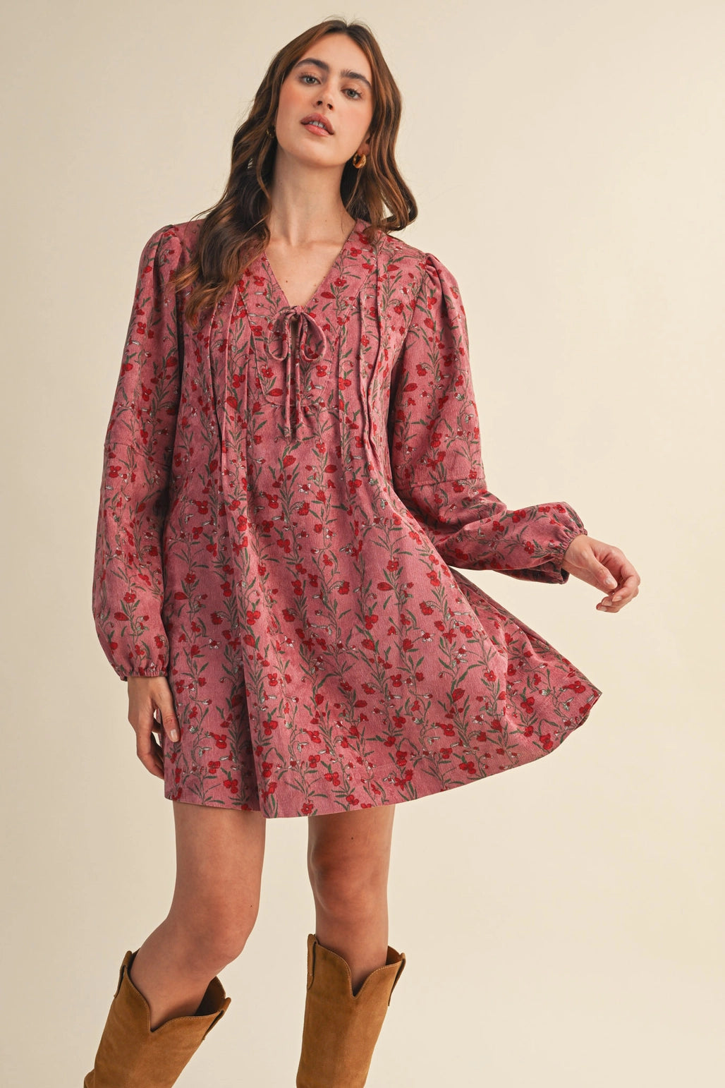 Floral Corduroy Dress